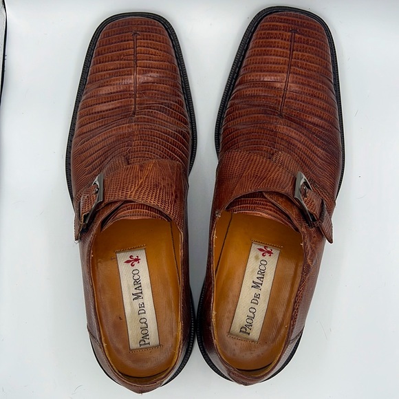 Paolo De Marco by Mezlan Genuine lizard men's shoes with monk strap 11M - Picture 10 of 15